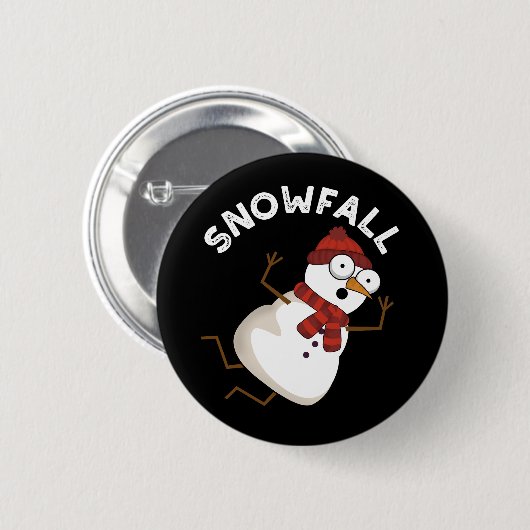 Sneeuwval Grappige Sneeuwpop Donker BG Ronde Button 5,7 Cm (Voorkant /achterkant)