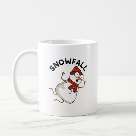 Sneeuwval Grappige Sneeuwpop Koffiemok (Links)
