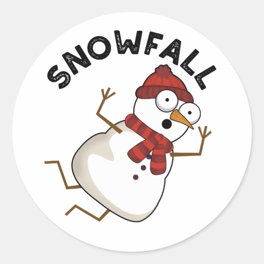 Sneeuwval Grappige Sneeuwpop Ronde Sticker (Voorkant)