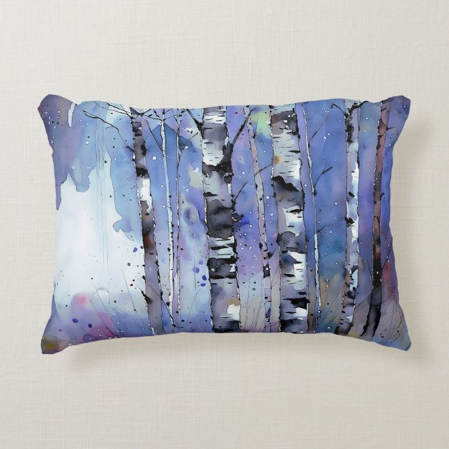Sneeuwval in de betoverde berk accent kussen (Voorkant)