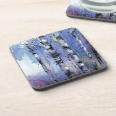 Sneeuwval in de betoverde berk bier onderzetter (Linkerzijde)