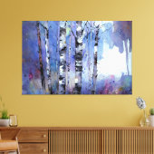 Sneeuwval in de betoverde berk canvas afdruk (Insitu (Woonkamer))