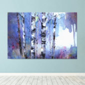 Sneeuwval in de betoverde berk canvas afdruk (Insitu (Houten vloer))