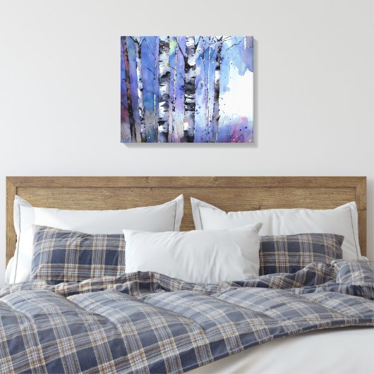 Sneeuwval in de betoverde berk canvas afdruk (Insitu (Slaapkamer))