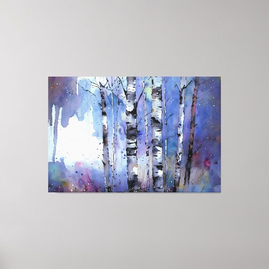 Sneeuwval in de betoverde berk canvas afdruk (Voorkant)