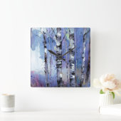 Sneeuwval in de betoverde berk vierkante klok (Huis)