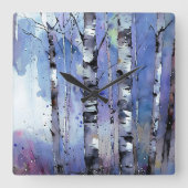 Sneeuwval in de betoverde berk vierkante klok (Voorkant)