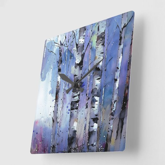 Sneeuwval in de betoverde berk vierkante klok (Hoek)