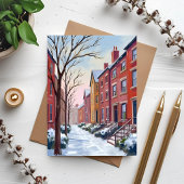 Sneeuwval in de stad | Winter aquarel schilderij k