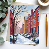 Sneeuwval in de stad | Winter aquarel schilderij k
