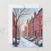 Sneeuwval in de stad | Winter aquarel schilderij k (Voorkant)