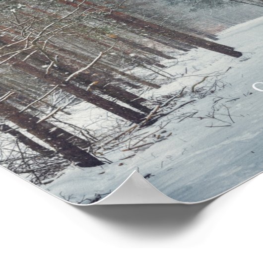 Sneeuwval in het winterbos poster (Hoek)