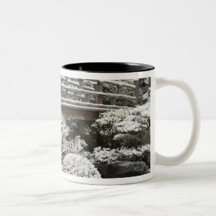 Sneeuwval in Portland Japanese Garden, Tweekleurige Koffiemok