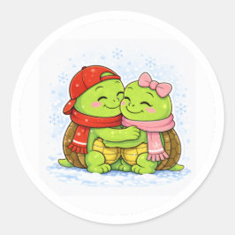 Sneeuwval Knuffel Ronde Sticker