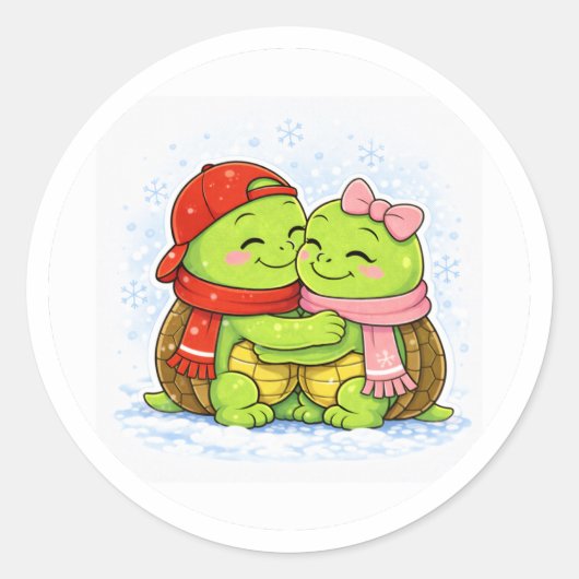 Sneeuwval Knuffel Ronde Sticker (Voorkant)