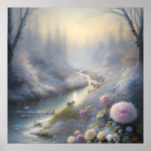 Sneeuwval Magisch Landschap Kunst Tranquil Winter Poster (Voorkant)