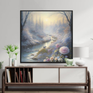 Sneeuwval Magisch Landschap Kunst Tranquil Winter Poster