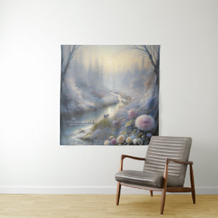 Sneeuwval Magisch Landschap Kunst Tranquil Winter Wandkleed