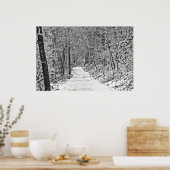 Sneeuwval op Bosspoor B&W Poster (Keuken)