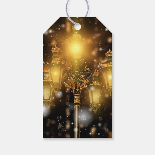 Sneeuwval op de lamp cadeaulabel (Voorkant)