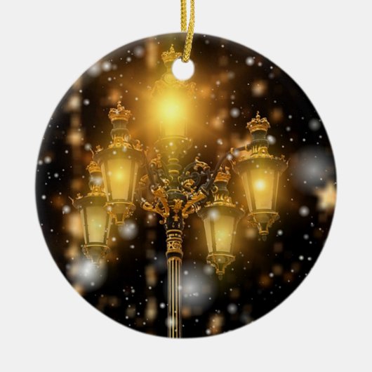 Sneeuwval op de lamp keramisch ornament (Voorkant)