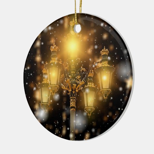 Sneeuwval op de lamp keramisch ornament (Links)