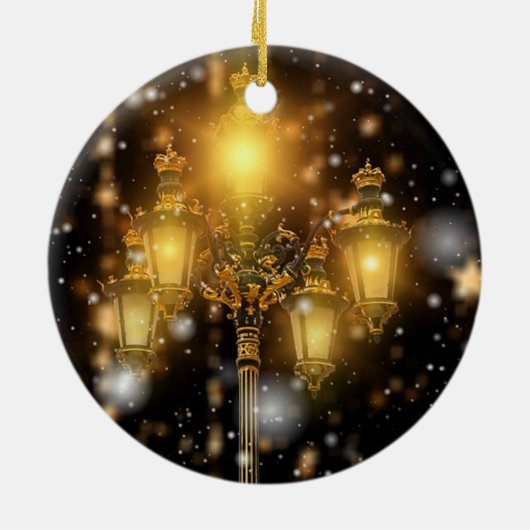 Sneeuwval op de lamp keramisch ornament (Achterkant)