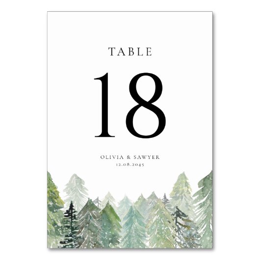 Sneeuwval op Evergreen Forest Winter Wedding Kaart (Voorkant)