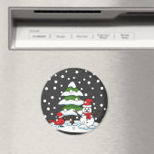 Sneeuwval op kardinaal-, neushoorn- en pijnbomen magneet (Insitu (Vaatwasser))