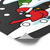 Sneeuwval op kardinaal-, neushoorn- en pijnbomen poster (Hoek)