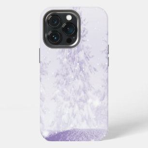 Sneeuwval op paarse achtergrond iPhone 13 pro hoesje