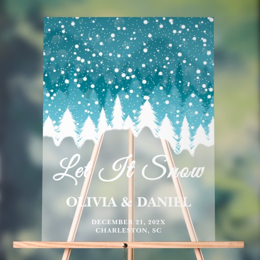 Sneeuwval Overlay Winter Huwelijk Welkom Frosted Acryl Bord (Neutraal)