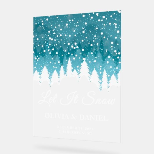 Sneeuwval Overlay Winter Huwelijk Welkom Frosted Acryl Bord (Hoek)