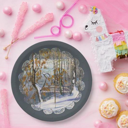 Sneeuwval Papieren Bordje (Feest)