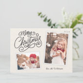 Sneeuwval Script 2 Foto Momentopname Feestdagenkaart (Staand voorkant)