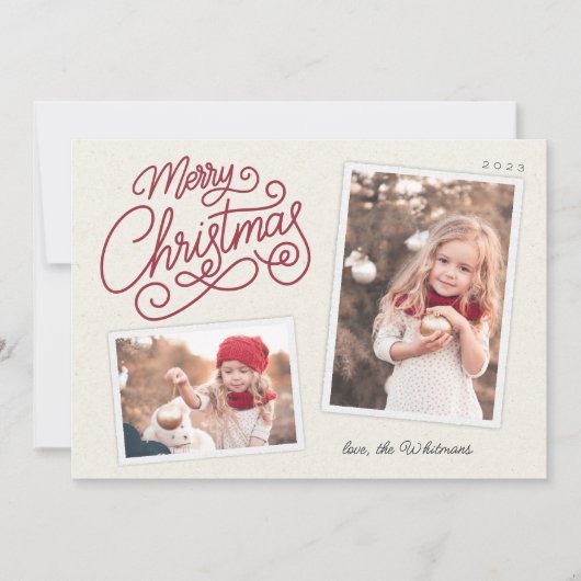 Sneeuwval Script 2 Foto Momentopname Feestdagenkaart (Voorkant)