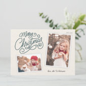 Sneeuwval Script 2 Foto Momentopname Feestdagenkaart (Staand voorkant)