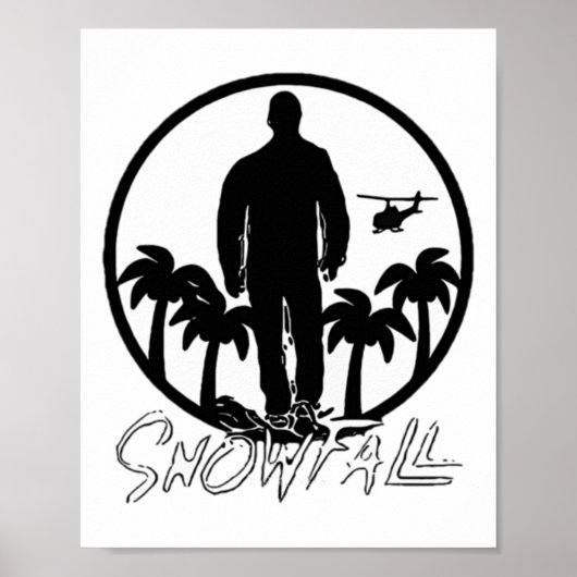 Sneeuwval Sunset Chopper Zwart Witte Sticker Poster (Voorkant)