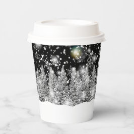 Sneeuwval tijdens het wintersolstitium papieren bekers