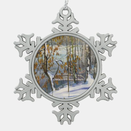 Sneeuwval Tin Sneeuwvlok Ornament (Voorkant)