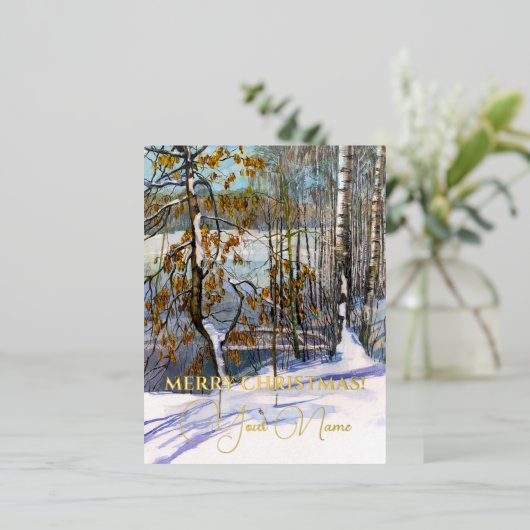 Sneeuwval Waterverf Folie Feestdagen Briefkaart (Staand Voorkant)