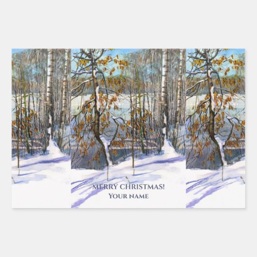 Sneeuwval Waterverf Inpakpapier Vel (Voorkant)