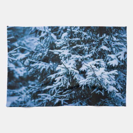 Sneeuwval Winter Kerstboom Theedoek (Horizontaal)
