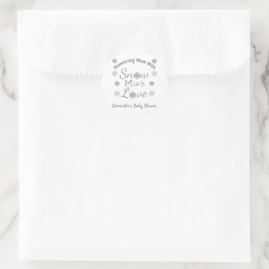 Sneeuwveel-liefdesBaby shower Ronde Sticker (Tas)