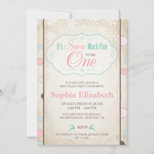 Sneeuwveel vun Winter Birthday Invite Kaart (Voorkant)