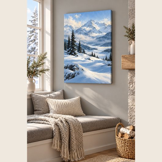Sneeuwveld Blauwe Canvas Print