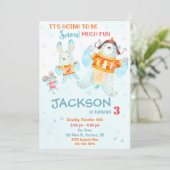 Sneeuwverjaardagsuitnodiging Uitnodiging voor wint (Staand voorkant)