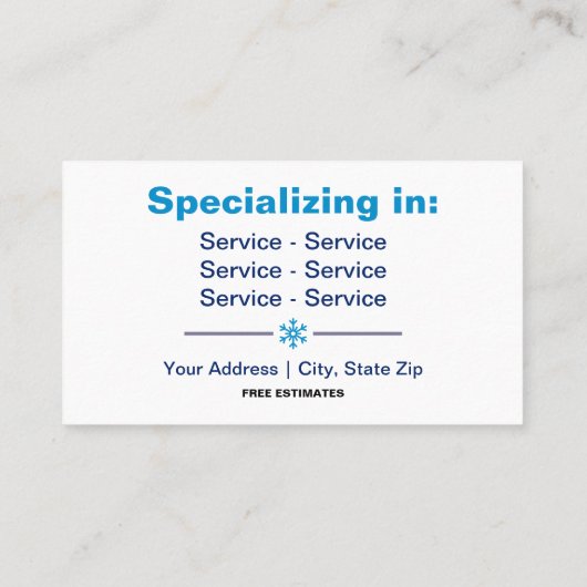 Sneeuwverwijdering dubbelzijdig Visitekaartje (Achterkant)