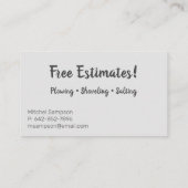 Sneeuwverwijdering Shoveling ploegen Visitekaartje (Achterkant)