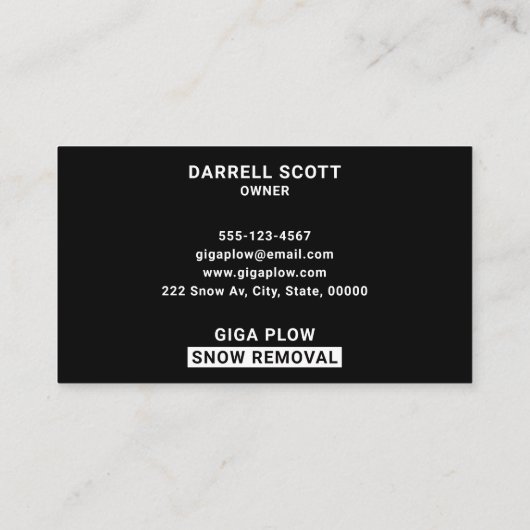 Sneeuwverwijdering Vette Typografie Black Visitekaartje (Achterkant)